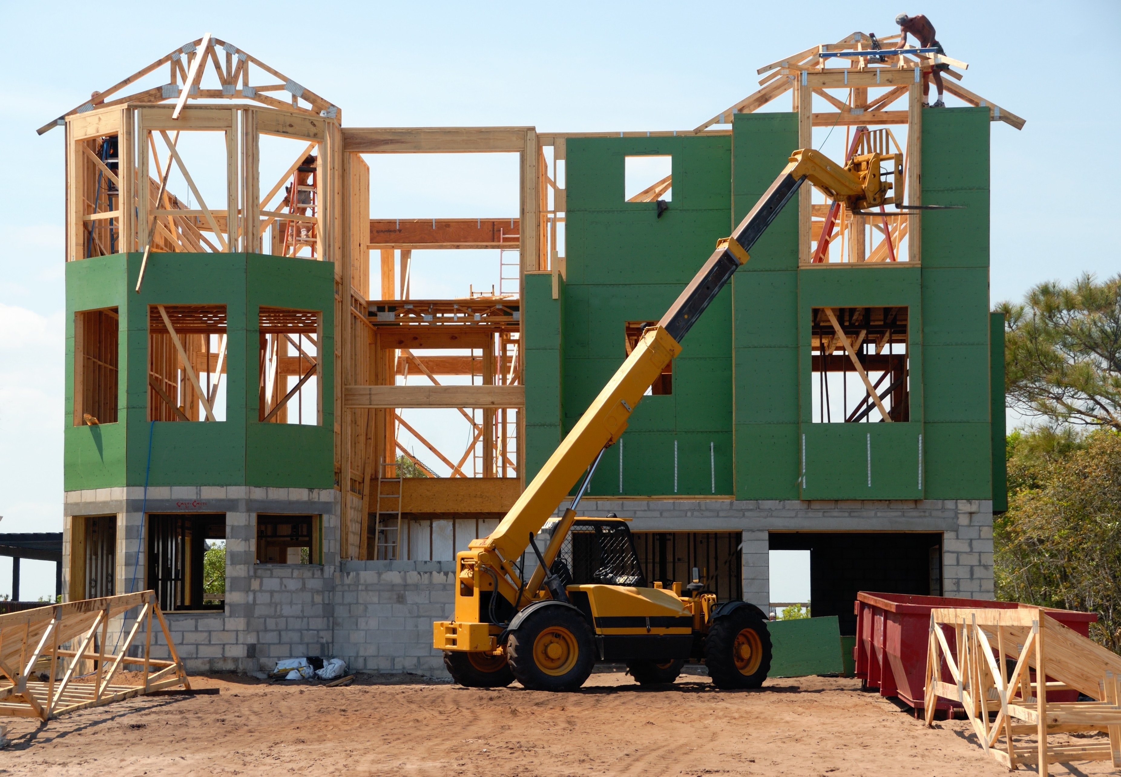 Picture of a house structure in construction.